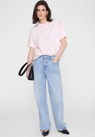 Anine Bing Jaylin Collegiate Tee in Powder Pink at Nordstrom, Size Small