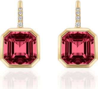 Goshwara Gossip Asscher-Cut Semiprecious Stone & Diamond Drop Earrings in Deep Red at Nordstrom