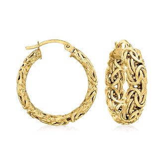 Ross-Simons 18kt Gold Over Sterling Small Byzantine Hoop Earrings