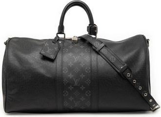 Louis Vuitton Taigarama Black Gray Noir Pvc Leather Boston Bag Shoulder Bag (Pre-Owned)