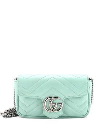 Gucci GG Marmont Monochrome Flap Bag Matelasse Leather Super Mini crossbody bag - women - Calf Leather - One Size - Green