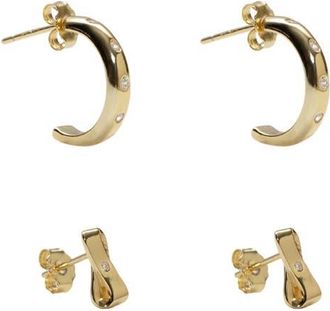 Argento Vivo Cubic Zirconia Stud & Hoop Earrings Set in Gold at Nordstrom