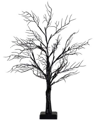 Nearly Natural 2Ft Pre-Lit Halloween Deluxe Black Twig Artificial Fall Tree With 44 Orange & Purple Led Lights
