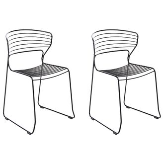 Beliani Conjunto De 2 Sillas De Jard&iacute;n De Metal Apilables Para Exterior Negro Pistoia