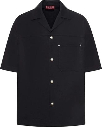 Gucci Overhemden, Heren, Zwart, M, Katoen, Zwarte Shirt Aw 25 Stijlvolle Herenkleding