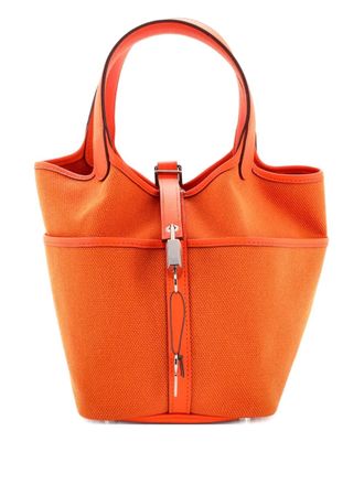 Herm&egrave;s Cargo Picotin Lock Bag Canvas and Swift PM bucket bag - women - Canvas - One Size - Orange