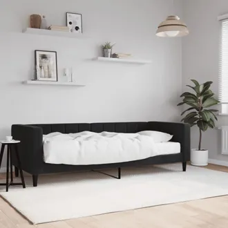 vidaXL Sof&aacute; Cama Con Colch&oacute;n Terciopelo Negro 80x200 Cm Vidaxl