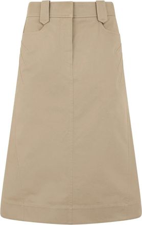 Alberta Ferretti Rokken, Dames, Beige, S, Katoen, Midi rok met zakken