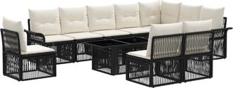 vidaXL Conjunto De Sof&aacute;s De Jard&iacute;n 11 Uds. Negro Y Blanco Crema Vidaxl