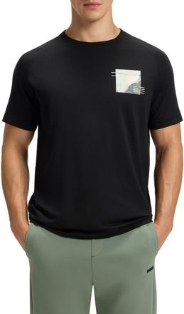 BOSS Stripe Zone Stretch Cotton Blend Graphic T-Shirt in Black at Nordstrom, Size Xx-Large