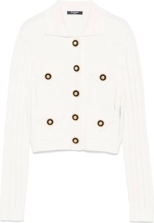 Balmain Cardigan a coste - Bianco