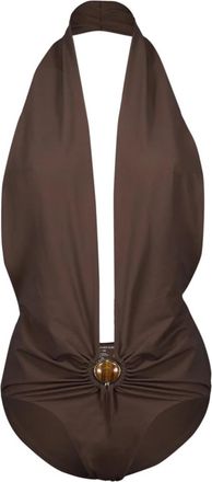 CHRISTOPHER ESBER Mineral Stone One-piece - Dames - Badpakken - Bruin - M - Badmode