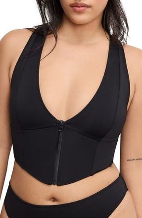 Good American Compression Zip-Up Support Top in Black001 at Nordstrom Rack, Size X-Small