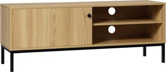 HOMCOM TV Stand Cabinet With Sliding Door For Living Room Natural | TJ Hughes