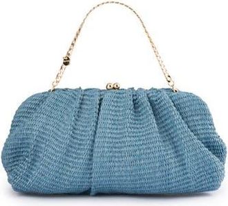 Olga Berg Queenie Woven Gathered Frame Clutch in Blue at Nordstrom Rack
