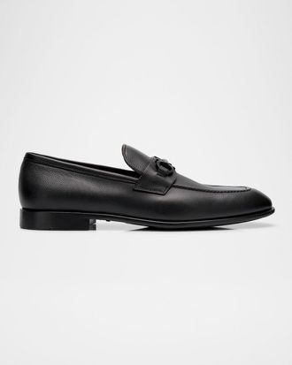 Ferragamo Men & apos;s Foster Grained Leather Gancini Bit Loafers