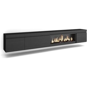 Skraut Home Skraut Home - Mueble Tv, Televisi&oacute;n, Muebles De Sal&oacute;n, Almacenaje, 288x45x35 Cm, Para Tv Gran Formato, Chimenea El&eacute;ctrica Xxl, Colgado, Suspendido, Es