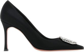 Amina Muaddi Black Embellished Camelia Pumps