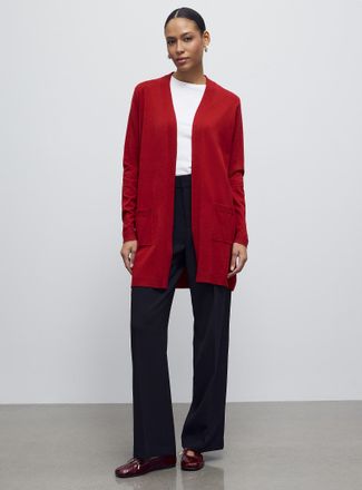 Contemporaine Womens Flowy knit long open Cardigan Sweater