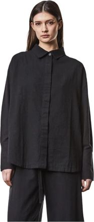 Thom Krom Zwarte Oversized Blouse met Premium Materialen - Dames - Overhemden - Zwart - M - Katoen - Overhemden