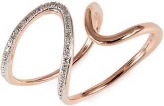 Monica Vinader Riva Diamond Open Wrap Ring in 18Ct Rose Gold On Sterling at Nordstrom, Size 6.5