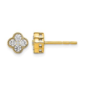 Diamond2Deal 14k Gold 1/2 ct Lab Grown Diamond Bloom Floral Stud Earrings VS Clarity, D-E Color