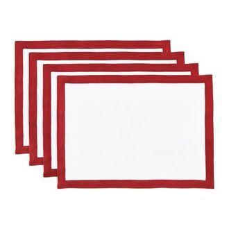 Solino Home Linen Placemats - Classic, 14 x 19 in Red And White at Nordstrom, Size Medium