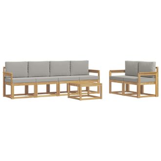 vidaXL Conjunto De Sof&aacute;s De Exterior 7 Pcs Blanco Y Gris Claro Vidaxl