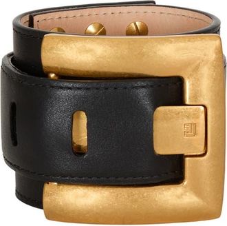Balmain Anthem smooth leather bracelet in Black at Nordstrom, Size Medium