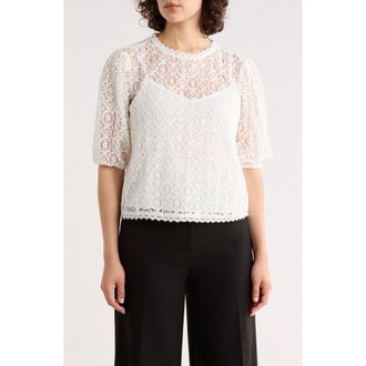 Sanctuary Lace Puffed Sleeve Top in Vintage Ivory at Nordstrom Rack, Size X-Large