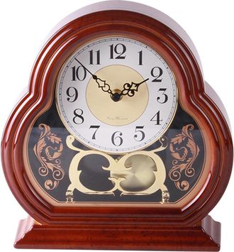 OEM Reloj De Sobremesa De Madera De Nogal De 11x17 Cm - P&eacute;ndulo - Funciona Con Pilas - Silencioso - Ideal Para Estanter&iacute;a, Escritorio O Sal&oacute;n