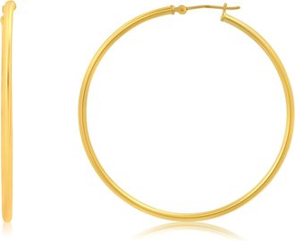 MAX + STONE Solid 10k or 14k Gold 2mm Thick Tube Hoop Earrings 12MM to 50MM