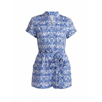 Alice & Olivia Lucy Romper - Dames - Jumpsuits & Playsuits - Blauw - Maat: 2XS Katoen