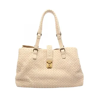 Bottega Veneta Intrecciato Beige Leather Handbag Tote Bag (Pre-Owned)