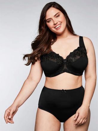 Sheego B&uuml;gel-BH SHEEGO, Damen, Gr. 105, Cup E, schwarz, 50% Polyamid, 40% Polyester, 10% Elasthan, BHs B&uuml;gel-BH