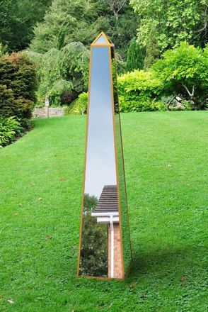 MirrorOutlet Gold Metal Edged Mirrored Garden Ornament (150CM X 30CM X 30CM) | Size: 1 Pack