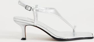 Topshop Selina - Sandali con tacco allacciati color argento con infra-alluce