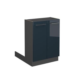 Vicco Isla De Cocina Fame-line, Azul Oscuro Alto Brillo, 60 Cm Sin Encimera