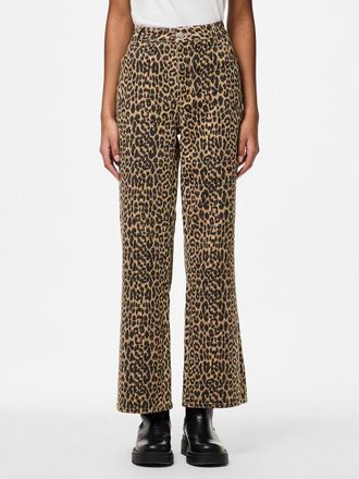 Pieces Rechte jeans met hoge taille en luipaardprint