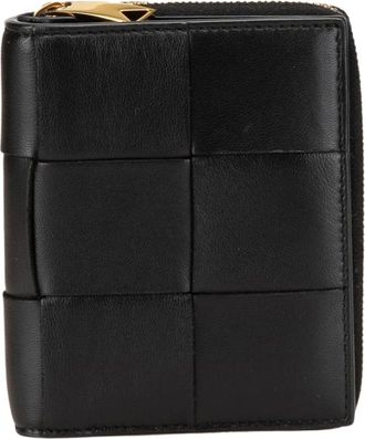 Bottega Veneta Pre-owned Wallets, female, Black, Size: ONE SIZE Pre-owned Intrecciato Zip Around Wallet Small