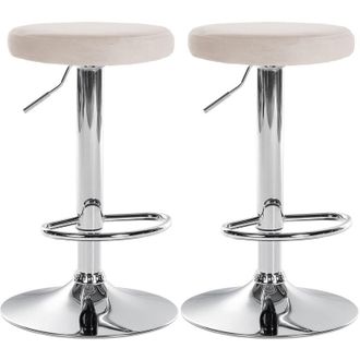 Clp Clp - Set De 2 Taburetes De Bar Ponte En Terciopelo Crema Metal Cromado