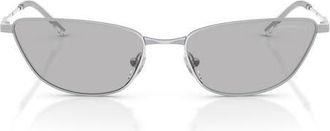 Emporio Armani 55mm Cat Eye Sunglasses in Shiny Silver /Light Grey at Nordstrom