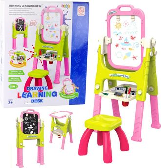 OEM Pizarra Educativa 5 En 1 Con Silla, Accesorios Multifuncionales, Color Rosa