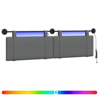 vidaXL Cabecero Colgante Con Luz Led Gris Oscuro Tela Vidaxl