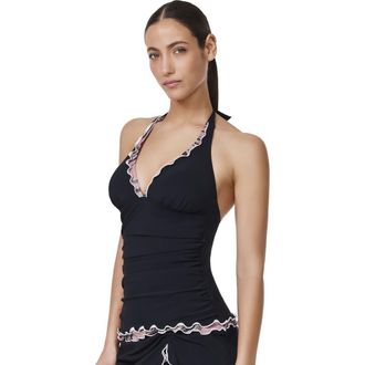 Gottex Palmita Halter Tankini Top in Black at Nordstrom, Size 14