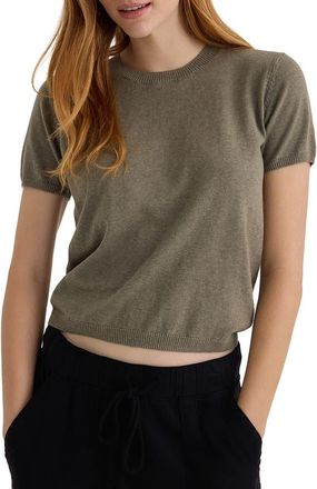 Bella Dahl Short Sleeve Cotton & Cashmere Top in Fernwood at Nordstrom, Size X-Small