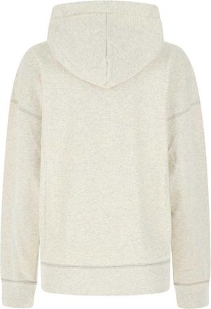 Isabel Marant Womens Logo-Printed Cotton Blend Hoodie Beige Polyester Bord Sweater