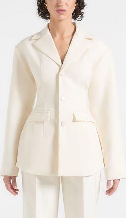 Mani&egrave;re De Voir Claire Wide Shoulder Cinch Waist Blazer in Cream at Nordstrom, Size 12