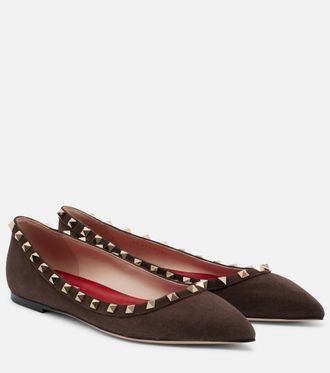 Valentino Garavani Rockstud suede ballet flats