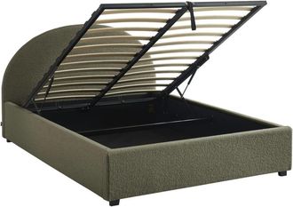 Sweeek Cama con somier abatible y cabecero 140cm, acabado en borreguito